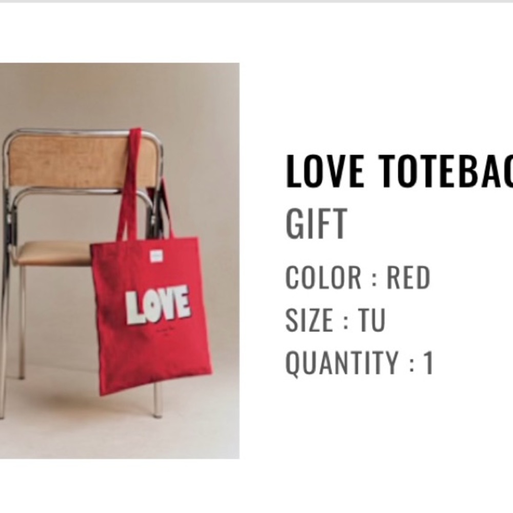 Sezane Red Love Tote Bag